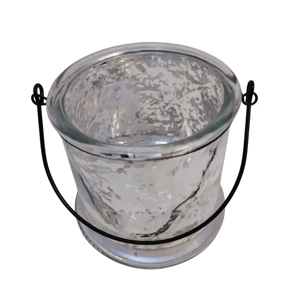 Silver‎ Leaf Candle  Holder Canister 5